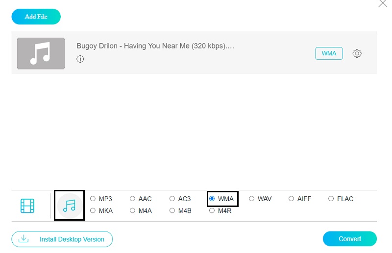 Online Vidmore Choose WMA Format