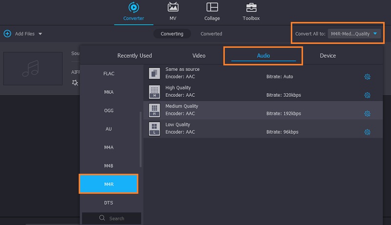 Vidmore Odaberite format datoteke