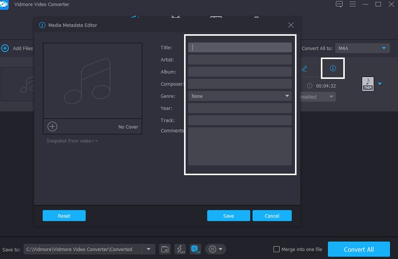 Vidmore Edit Metadata M4A