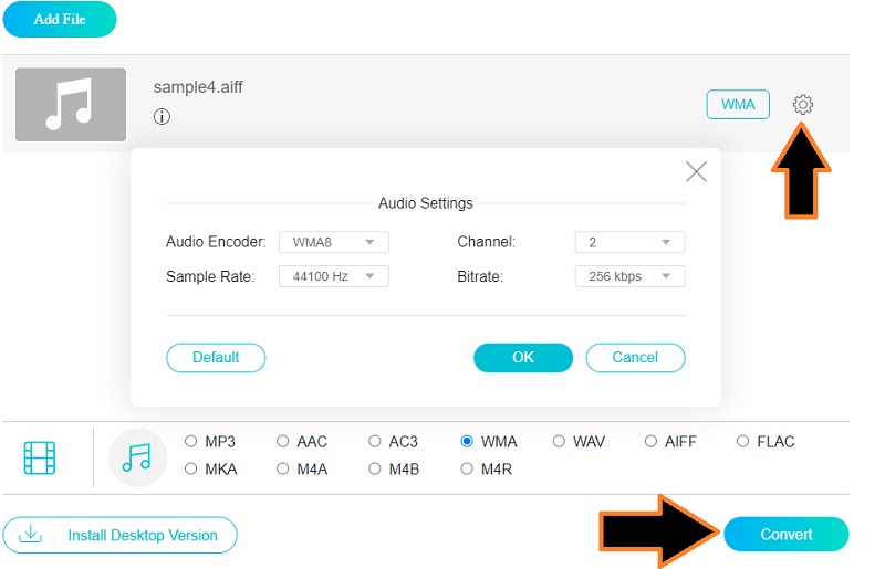 Vidmore Gratis converteer AIFF naar WMA