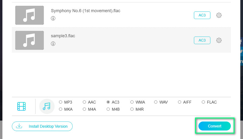 Vidmore Gratis Converteer FLAC naar AC3