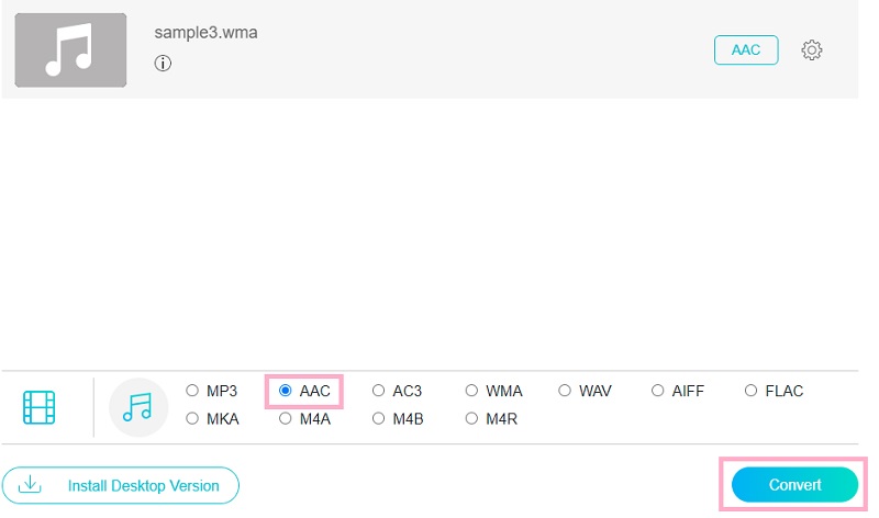 Vidmore Gratis Konversi WMA Ke AAC