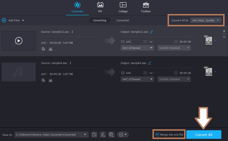 Vidmore spajanje AAC datoteka