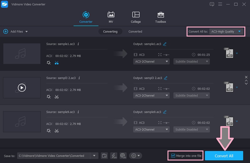 Vidmore Merge AC3-filer