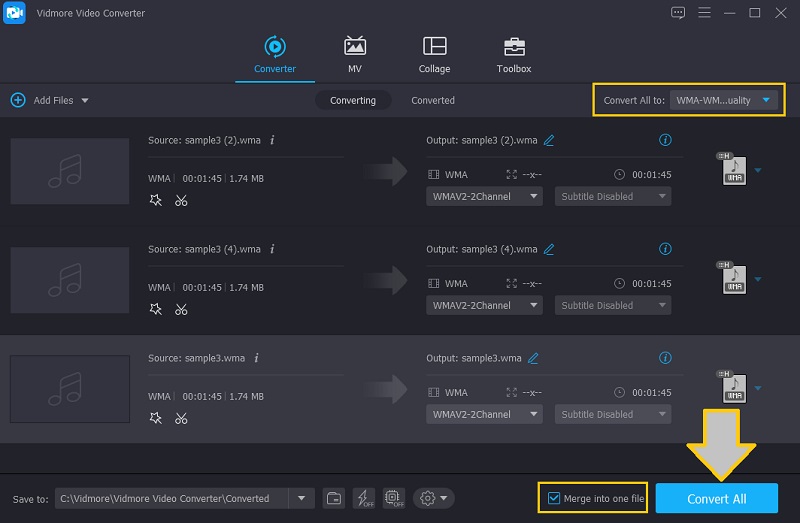 Vidmore Menggabungkan File WMA