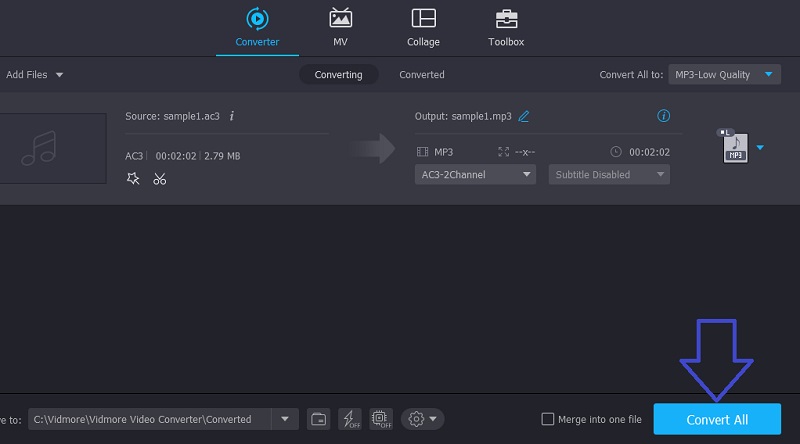 Vidmore เริ่มการแปลง AC3 เป็น MP3