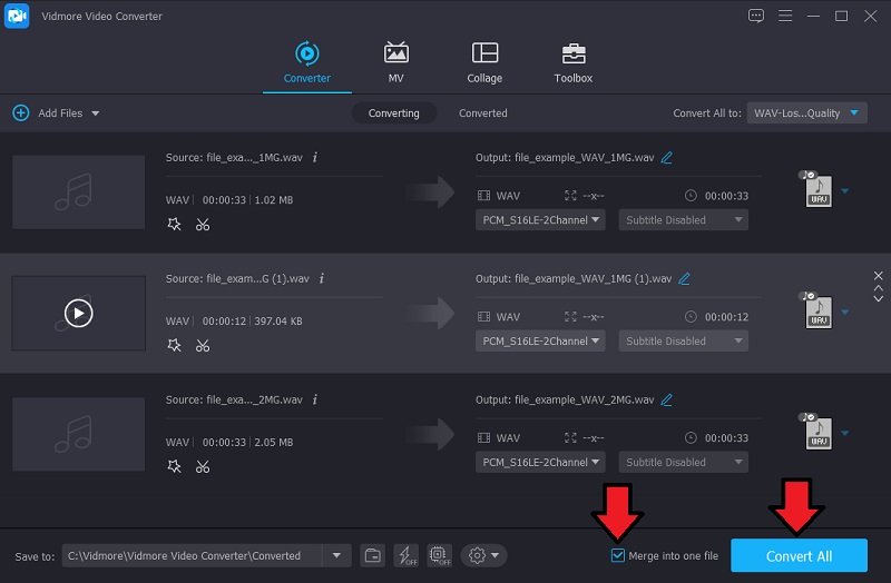 يجمع Vidmore VC بين ملفات WAV