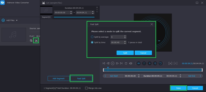 Vidmore VC Izrežite FLAC datoteku