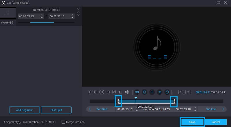 Vidmore VC قص ملف OGG