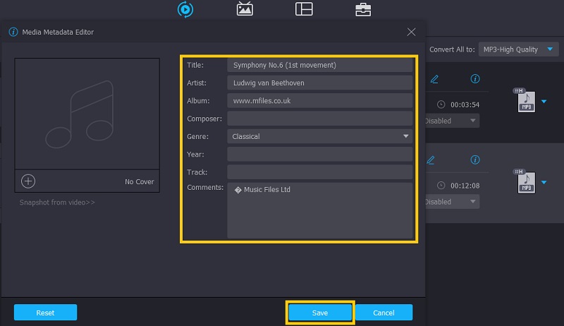 Vidmore VC Edit Metadata Information