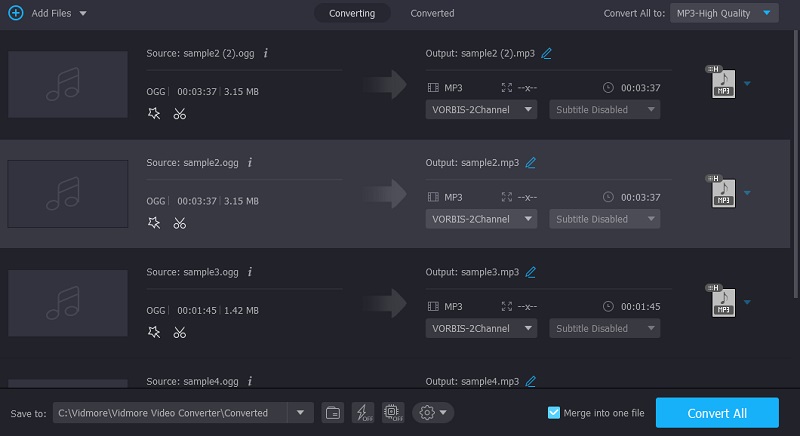 Vidmore VC spajanje audio datoteka