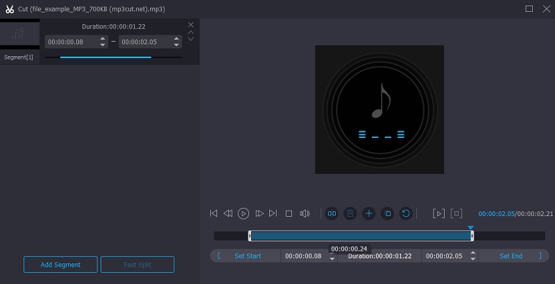 Vidmore VC MP3 संपादक इंटरफ़ेस