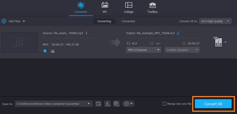 Vidmore VC Save Audio Output