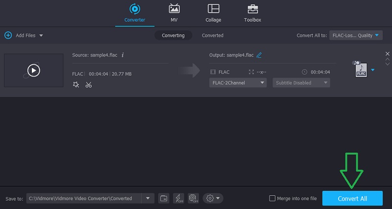 Vidmore VC Simpan Output Akhir FLAC