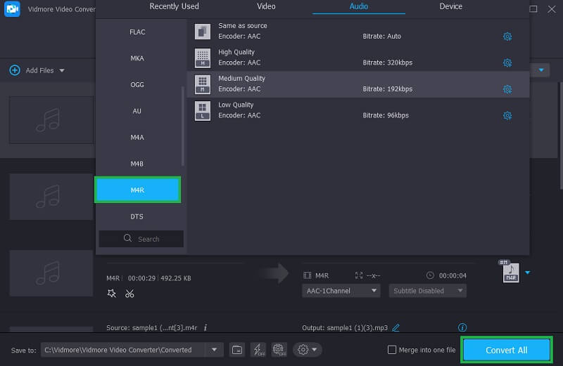 Vidmore VC Save M4R Output