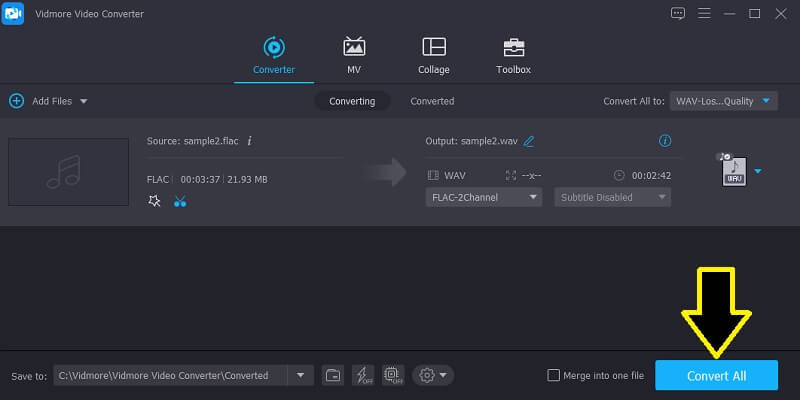 Vidmore VC Simpan Flac yang Dipangkas