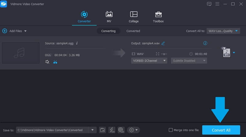 Vidmore VC Simpan File OGG yang Dipangkas