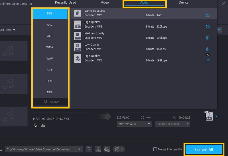 Vidmore VC Select Format And Save