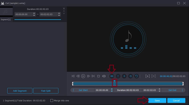 Vidmore VC Split audio datoteka