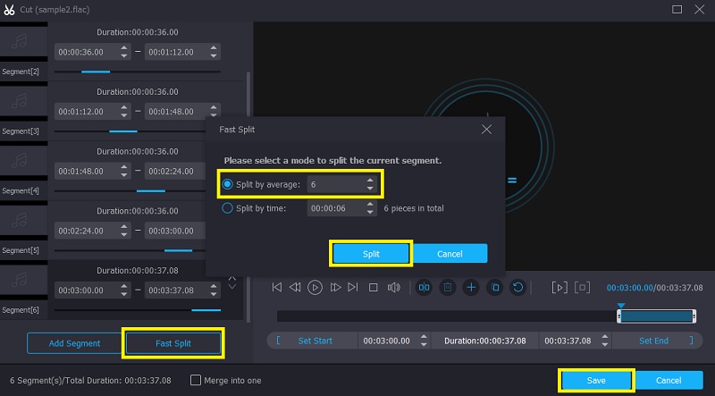 Vidmore VC Split Flac Tệp