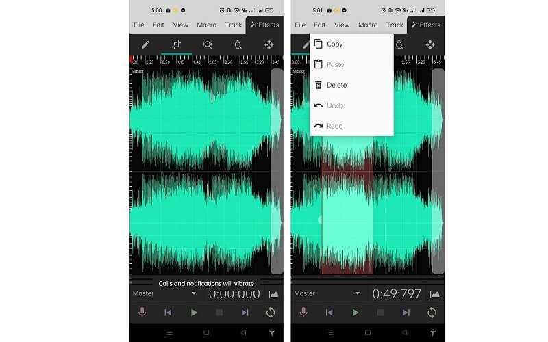 WaveEditor mobiele interface