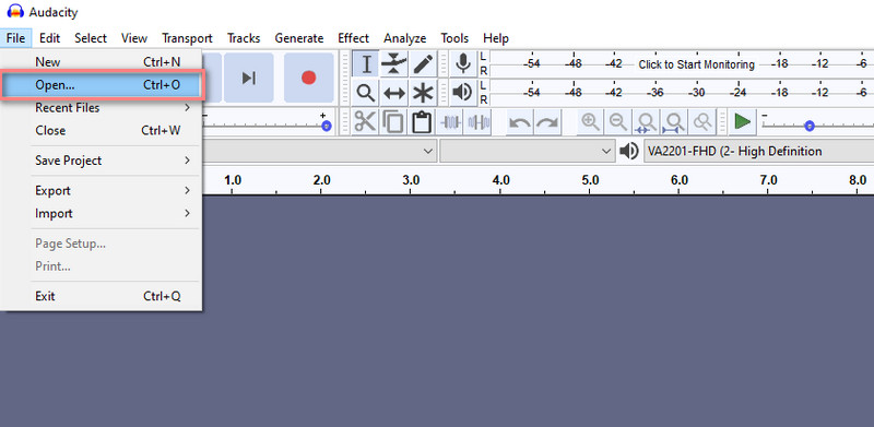 Audacity Dodaj audio datoteku