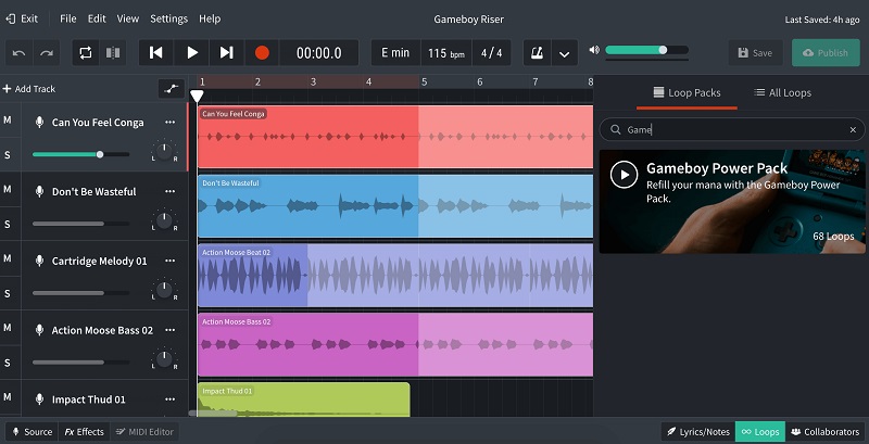 Bandlab 音频编辑器在线界面