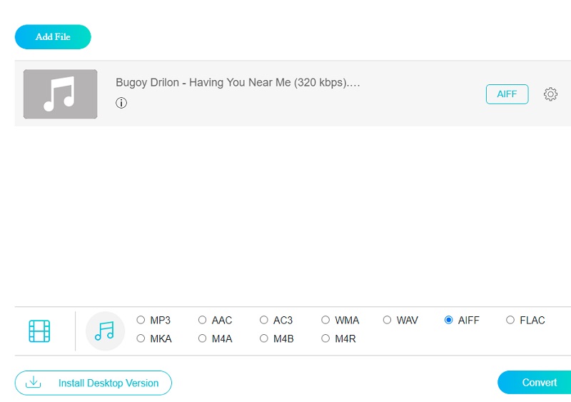 Odaberite AIFF Format Online Vidmore