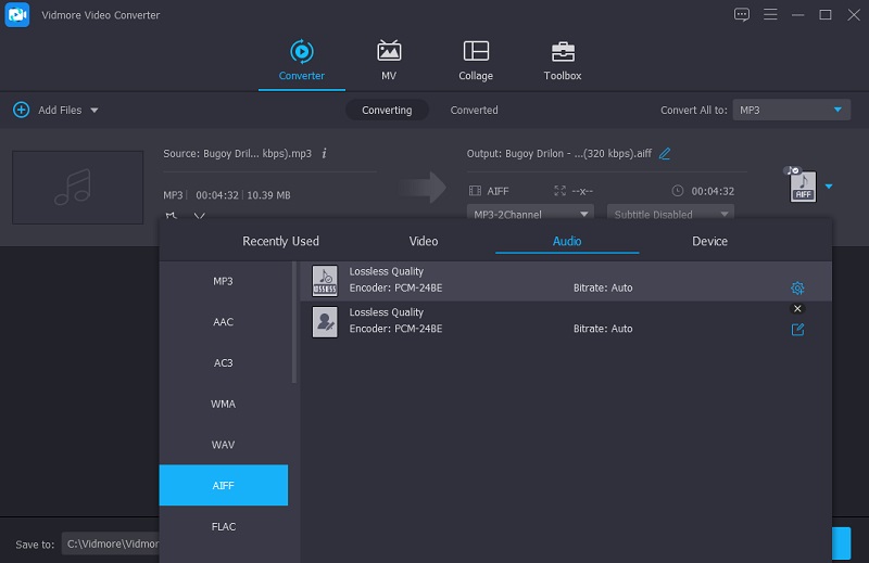 Pilih Format AIFF Vidmore