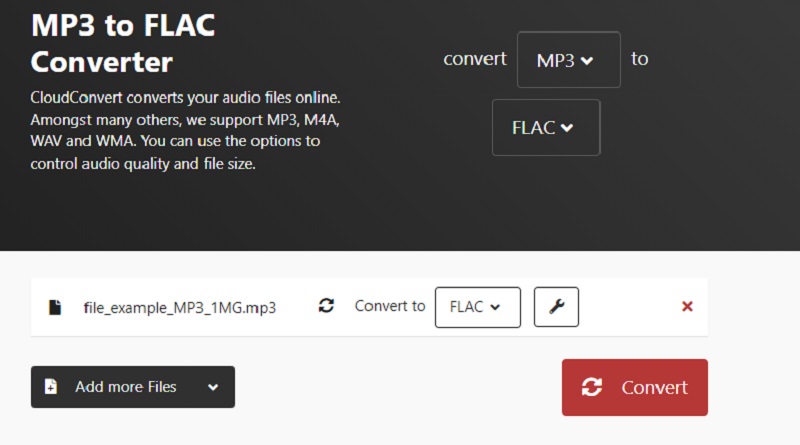 Konwertuj w chmurze Konwertuj MP3 na FLAC