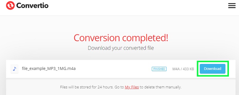 Arquivo de saída de download do Convertio