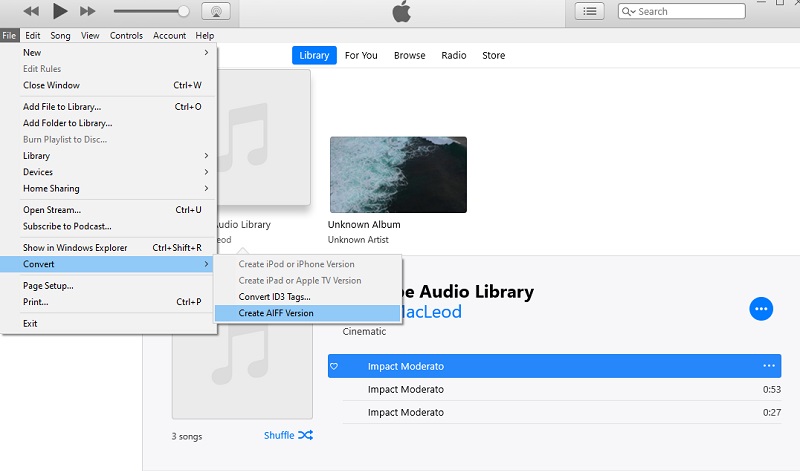 iTunes convierte FLAC a AIFF