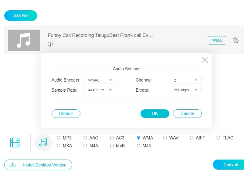 Navigasi Bitrate Vidmore Online