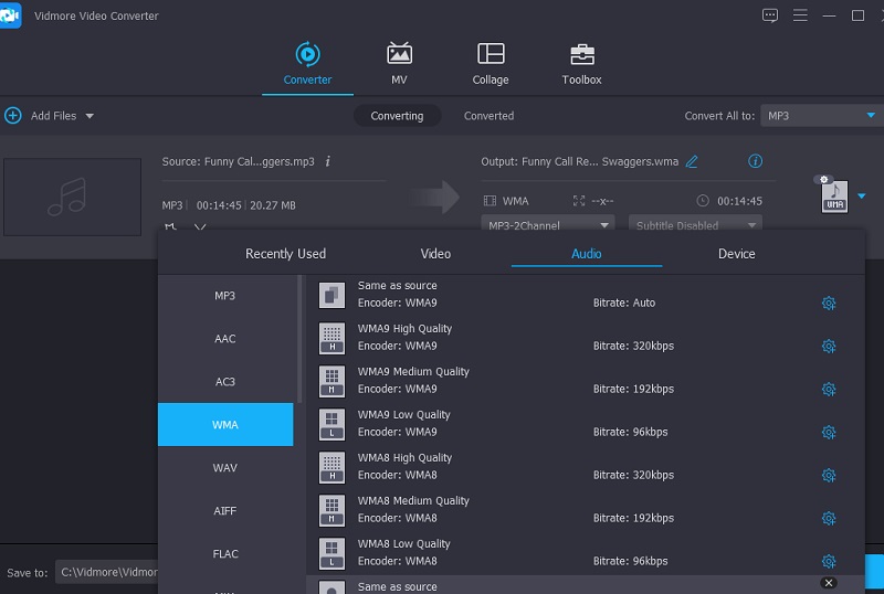 Navigasikan Bitrate Vidmore