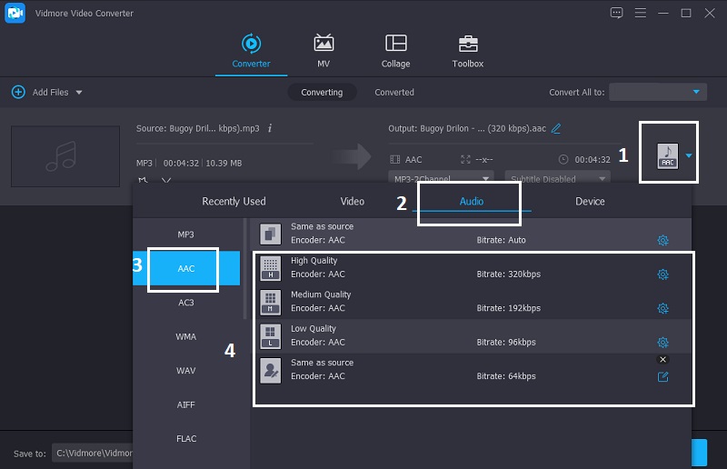 Teruskan Ke Tetapan Audio Vidmore