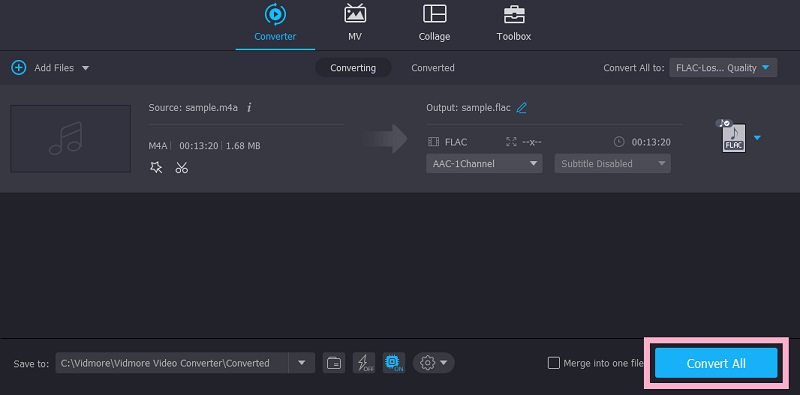 Vidmore แปลง M4A เป็น FLAC