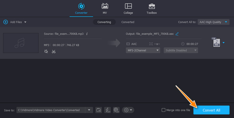 Vidmore Converti MP3 in AAC