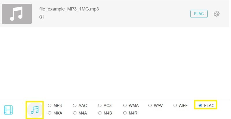 Vidmore Ingyenes Válassza ki a FLAC formátumot