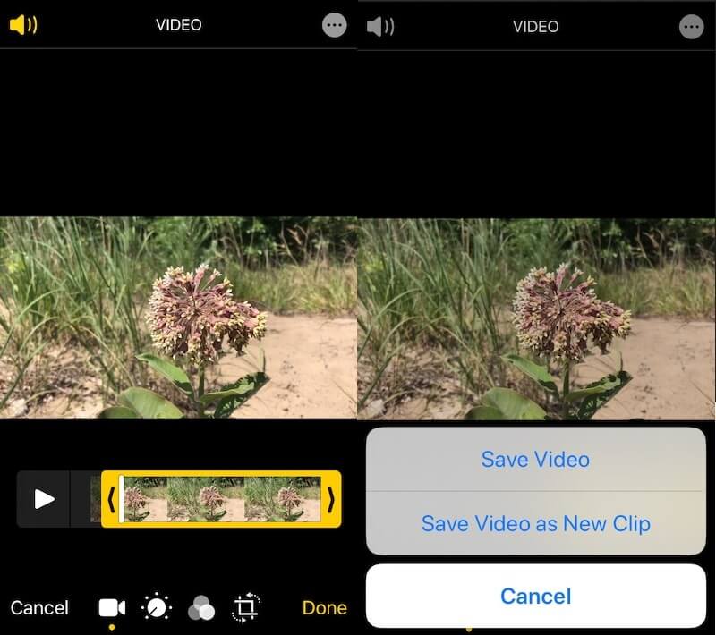 Ritaglia le parti Video iMovie iPhone