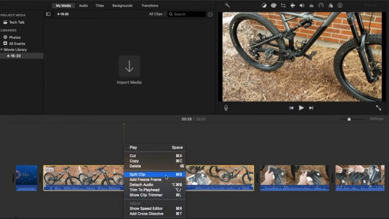 Vystřižené díly Video iMovie Mac