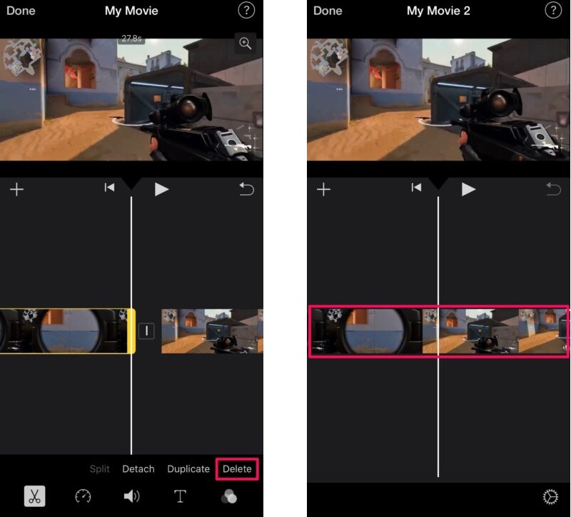 Cortar vídeo iPhone iMovie