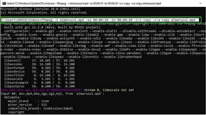 FFMPEG Klipp MP4-video