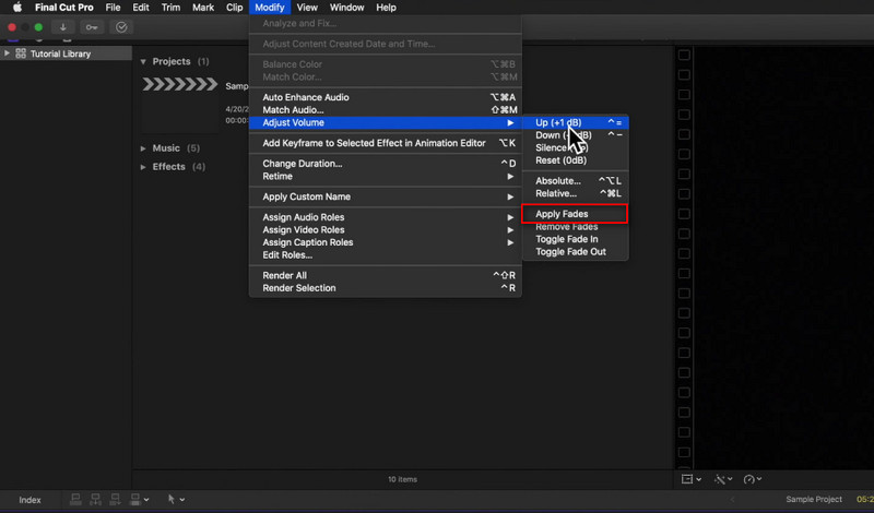 how to fade audio in final cut pro