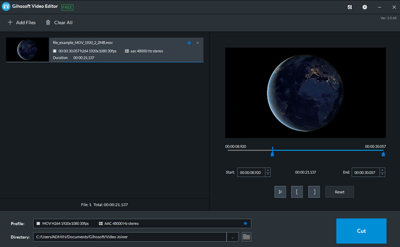 GIHOSOFT Video Editor-interface