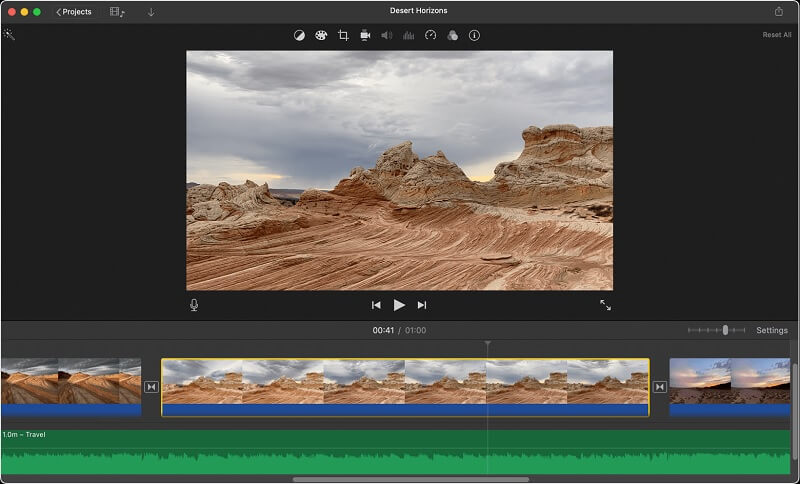 Сократить видео iMovie Mac