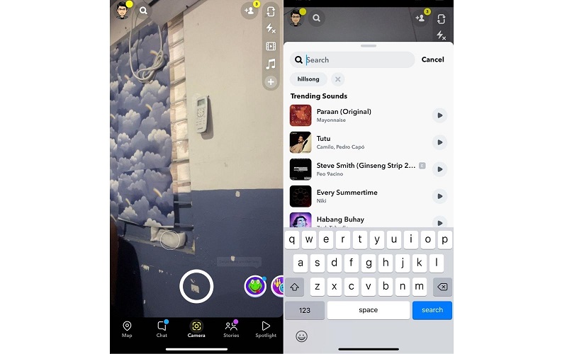 Snapchat-app Lägg till musik