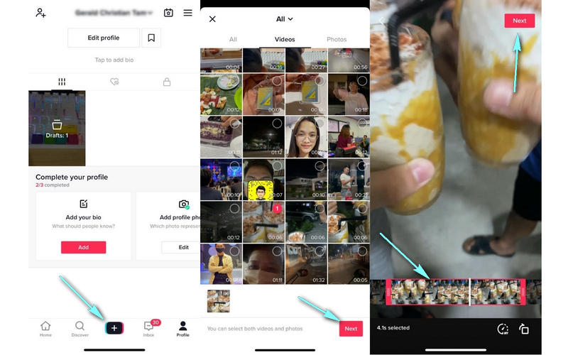 TikTok taglia video dal telefono