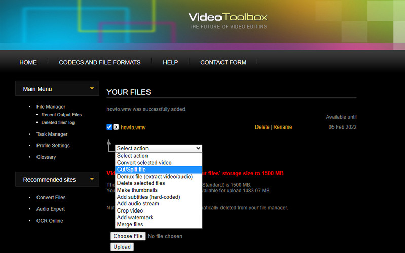 Video Toolbox Leikkaa WMV