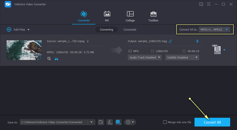 Vidmore Simpan Potong MPEG