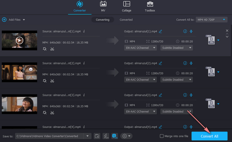 Vidmore Lưu video cuối cùng